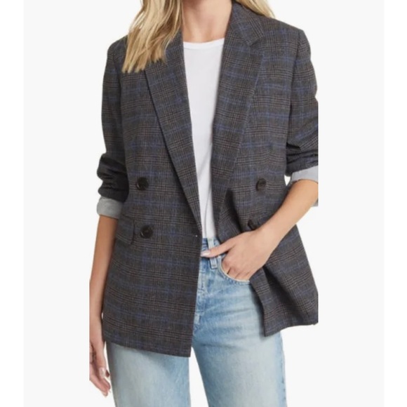Madewell The Rosedale Blazer Italian Fabric Coat in Kyle Mini Glen Plaid Size 10 - Picture 6 of 16
